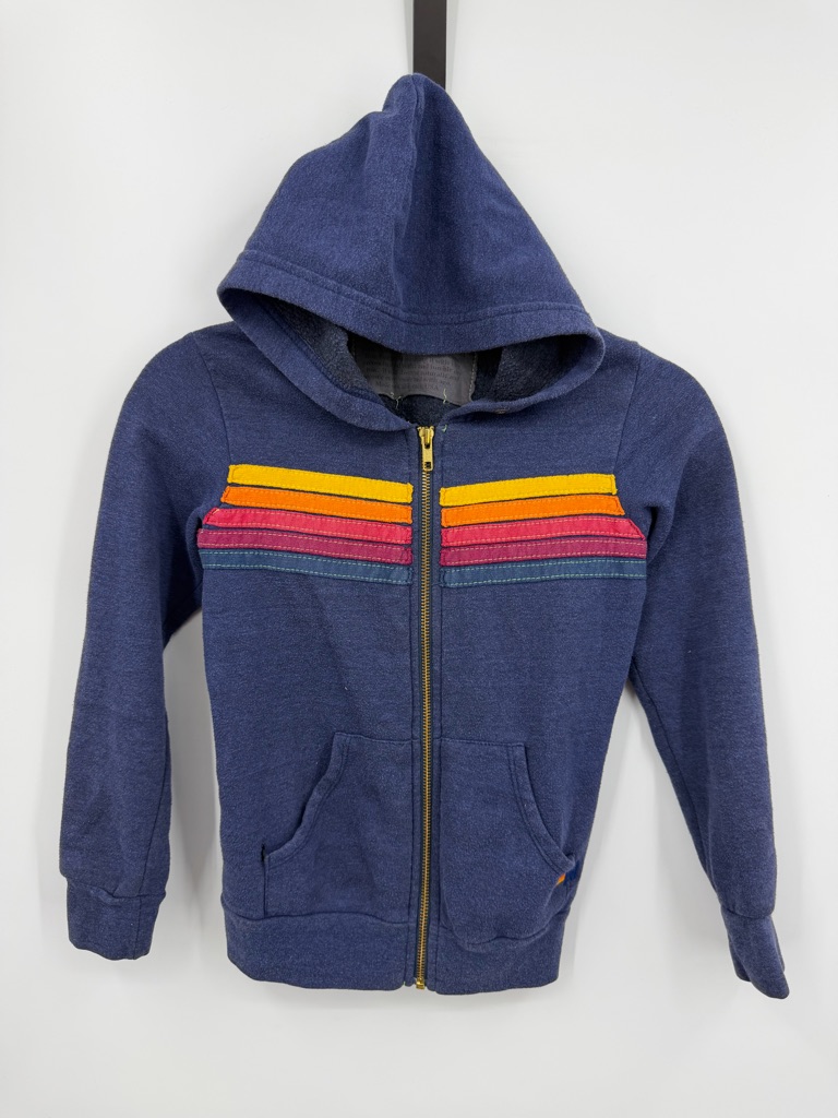 Aviator Nation Navy Hoodie With Yellow & Pink Stripes